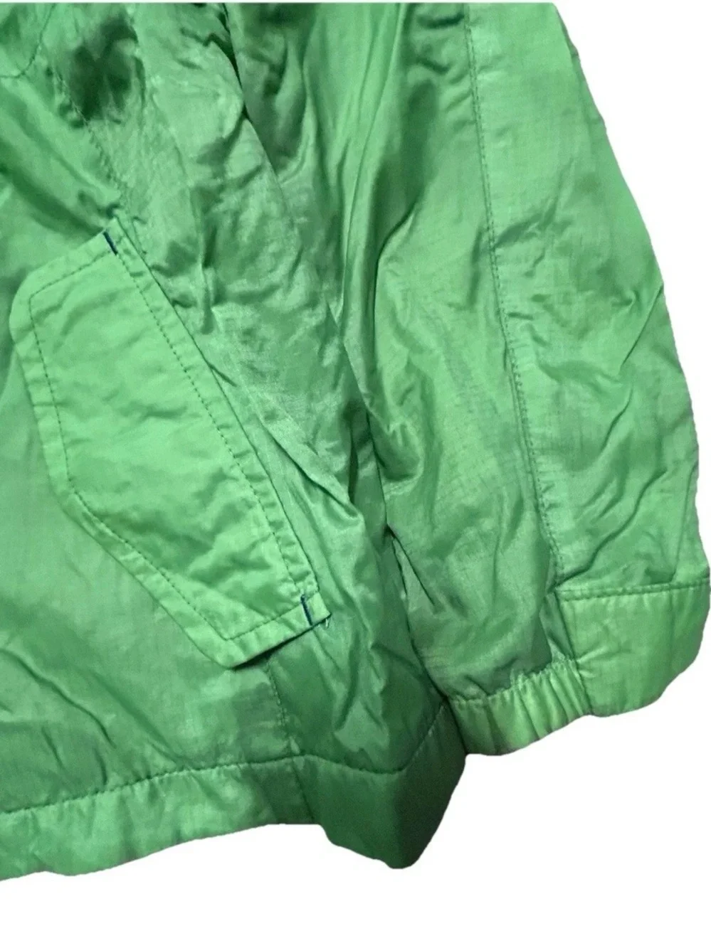Youth Kids Lands End Green Fleece Lined Puffer Jacket Size Medium (10/12)